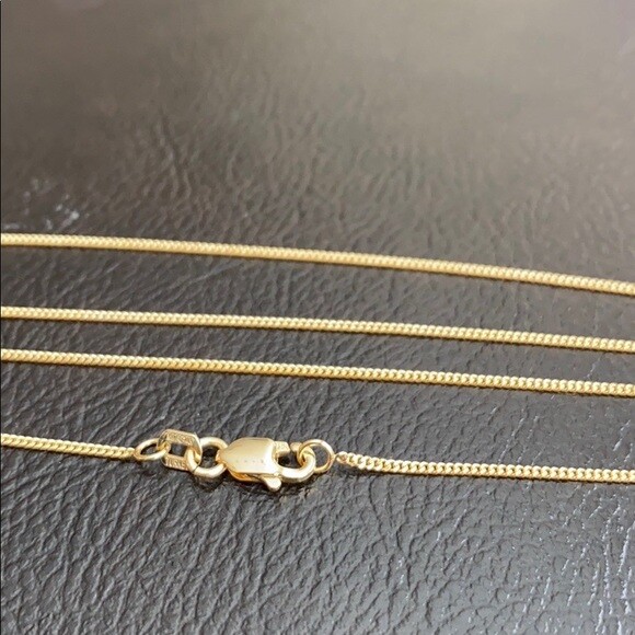 Pre-owned Element Shine/md 14k Solid Yellow Gold 1.04 Mm Curb Cuban Chain Necklace 16", 18", 20", 24"