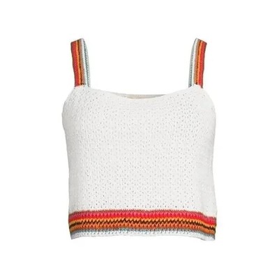 Marine Layer Top Women's S Caro Cropped Crochet Tank Rainbow Boho Hippie 70s