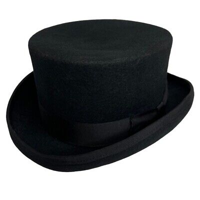 100% Wool Top Hat Steampunk Hat Mad Hatter Renaissance Cosplay Flat Top X-Large