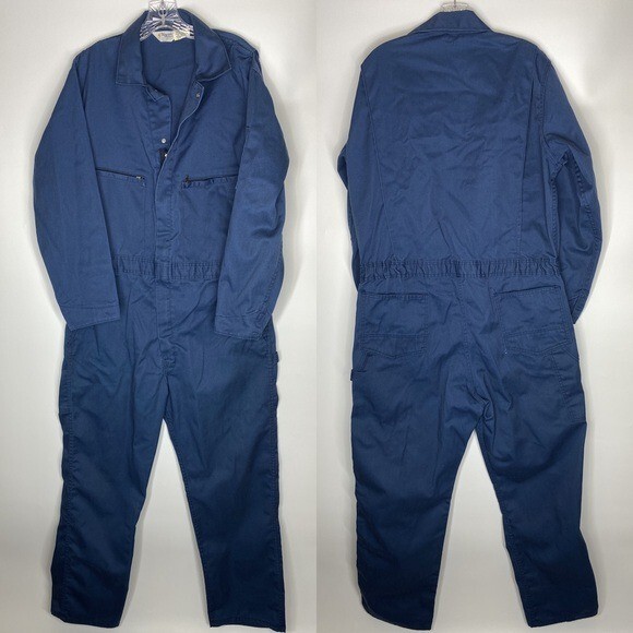 VTG KEY Imperial Coveralls Utility Blue Twill Made in USA