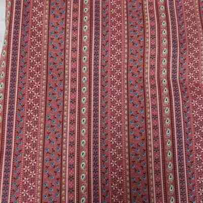 Vtg. Cranston VIP Print Boho Cotton Fabric Stripes Paisley Floral 1.5 yd X 44''