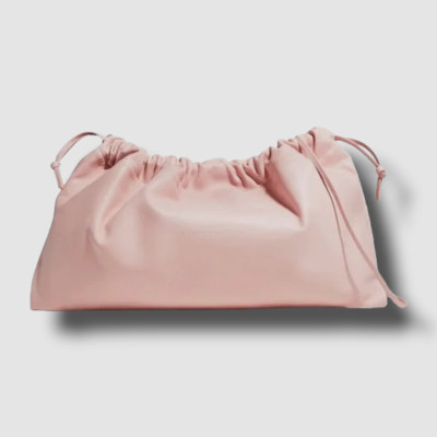 $427 Studio Amelia Women's Pink Leather Drawstring Crossbody Bag Purse