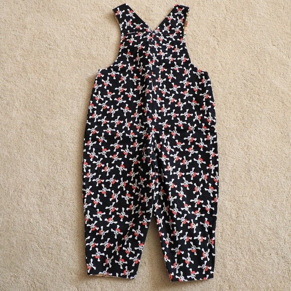 Toddler Reversible Pirates Treasure Map Skull Overalls size 2T