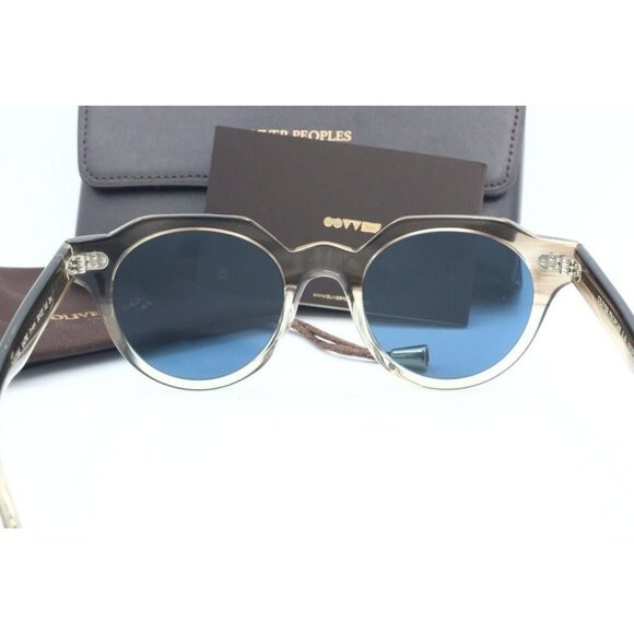 Pre-owned Oliver Peoples Irven Ov5378su 164780 Military Vsb Round Sunglasses Blue Lenses