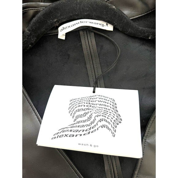 Pre-owned Alexander Wang T Alexander Wang.t Stretchy Collared Coated Mini Dress In Black Size Small