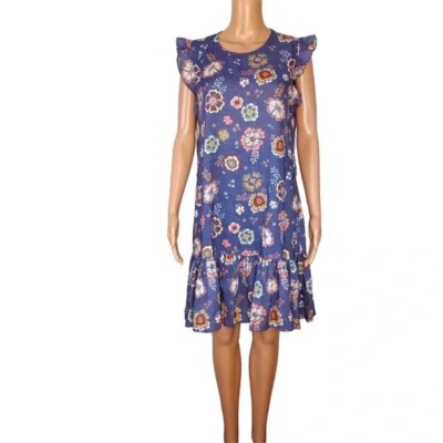 Marine Layer Womens Dress Size Large Purple Mini Floral Marlin Hibiscus NO BELT
