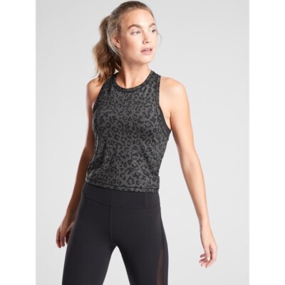 Athleta XS Shanti Cropped Leopard Tank Extra Small NEW! Gym Fitness