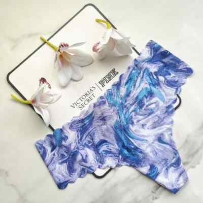 Victoria's Secret Scalloped No-Show Thong Panty Lucky Lilac Soft Marble Size S/L