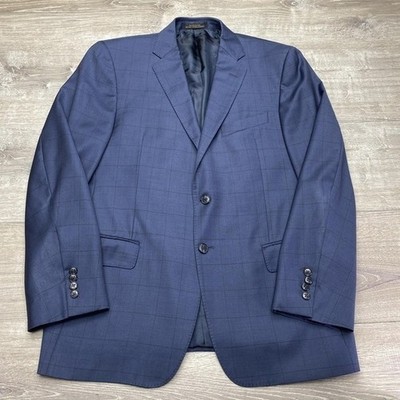 Jos A Bank Suit Jacket 41R Mens Blue Check Wool Reserve Cerruti Tailored Fit