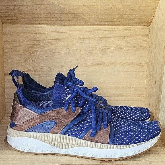 

Обувь 9 Mens PUMA Tsugi Blaze Evoknit - Blue Chocolate Brown White 365852-01, Синий, PUMA Tsugi