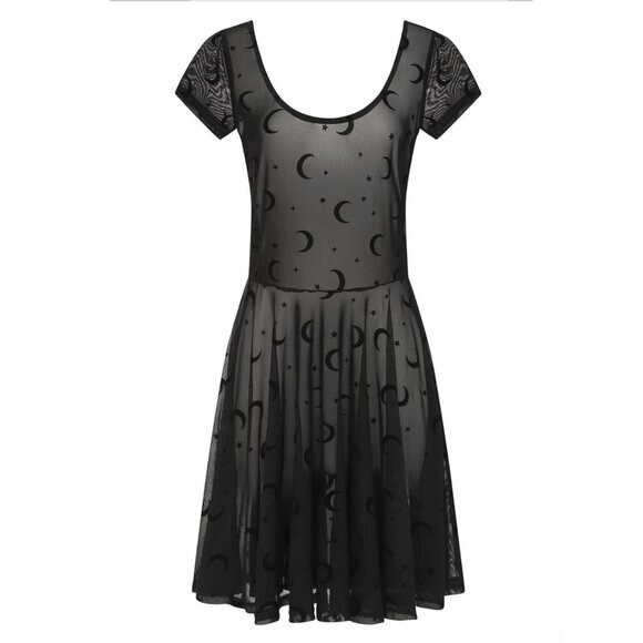 Collectif Lila Moon Retro Inspired Semi Sheer Black Skater