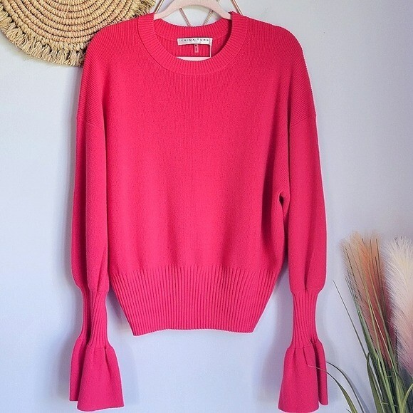 トリーナターク Trina Turk Chloe Ruffle Pullover レディース Sweaters Dragon Fruit Trina Turk, New, Chloe Dragon Fruit Pink Ruffle Wool