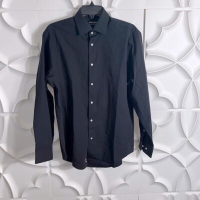 NEW Nordstrom tech smart classic fit black button up shirt sz 14.5.   (90)