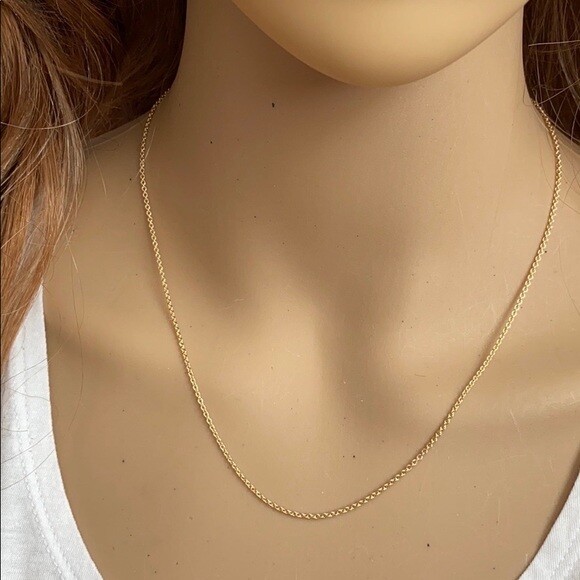 Pre-owned Element Shine/md 14 K Solid Yellow Gold 1.5 Mm Light Cable Chain Necklace 16", 18" Lobster Clasp