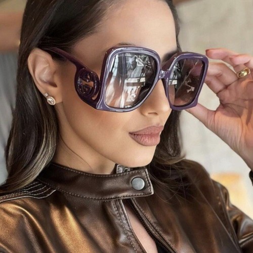 Pre-owned Gucci Sunglasses Gg1326s 003 Violet Purple Grey Gradient Women Large Authentic In Gray