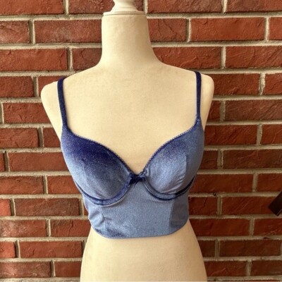 Victoria s Secret Stretch Velvet Sparkly Underwire Bustier Size 36 B NWOT