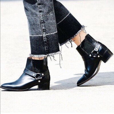 NEW FRYE Women's Black Dara Harness Chelsea Boots 7.5 B MSRP $348
