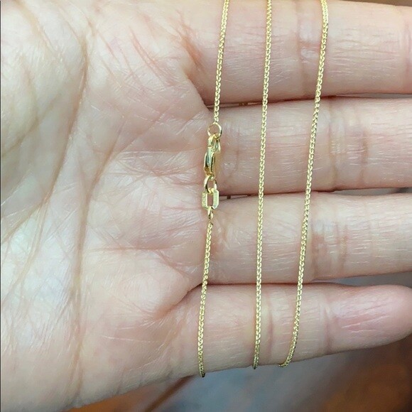 Pre-owned Element Shine/ Md 14k Solid Yellow Real Gold 0.8 Mm Round Wheat Chain Necklace 16", 18", 20"