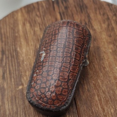 Leather small casket antique collectible trinkets