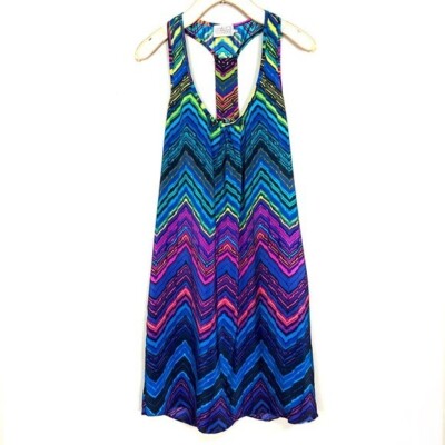 Alice & Trixie Silk Shift Dress Women s Size XS Racer Back Chevron Sequin Accent