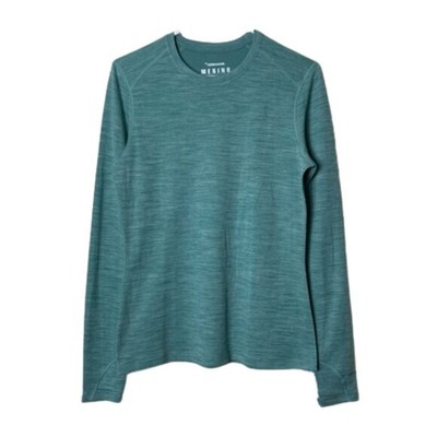 Terramar woolskins muted green merino wool blend base layer top womens M NWT