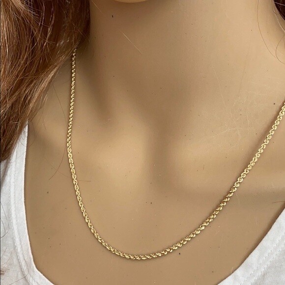 Pre-owned Element Shine/md 14 K Solid Yellow Gold 2.0 Mm Rope Chain Necklace 16", 18", 20", 22", 24", 30"