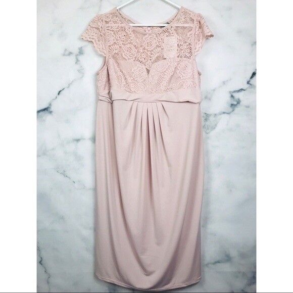 ASOS Pink Maternity Lace Midi Pleated Dress Women Size 14 NEW