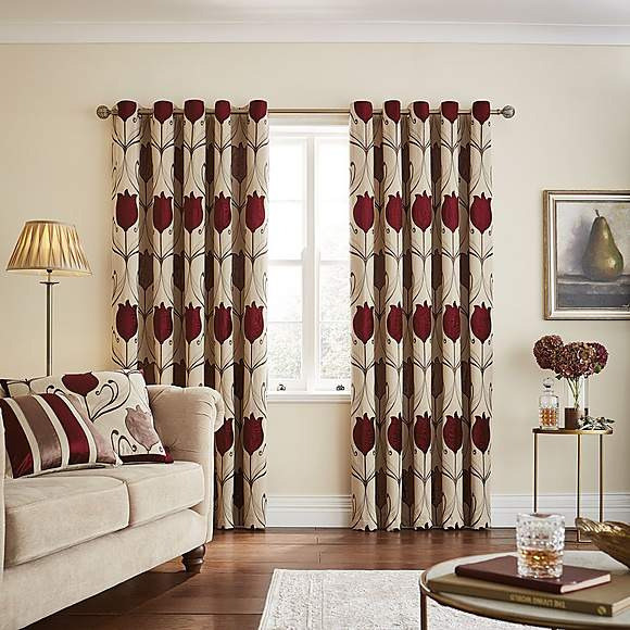 Lalique Wine Lined Eyelet Curtains 90 X 90 2 Pairs In Arbroath