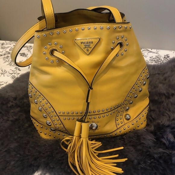 【PRADA】BRUSHED LEATHER BUCKET BAG Prada Brushed Leather Mini Bucket Bag | Saks Fifth Avenue