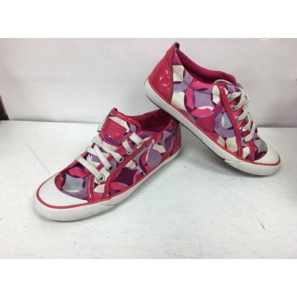 Coach Barrett Pink Purple Poppy C Pattern Shoes Sneakers 5.5B  Such a cute pair