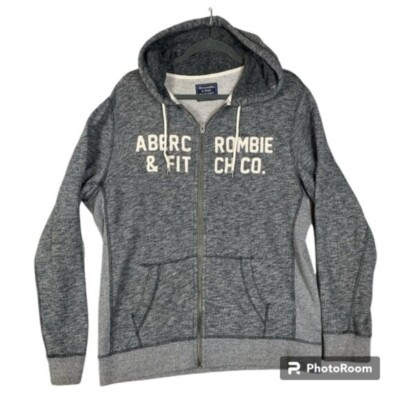 Abercrombie & Fitch mens full zip hoodie med weight jacket L spellout y2k preppy
