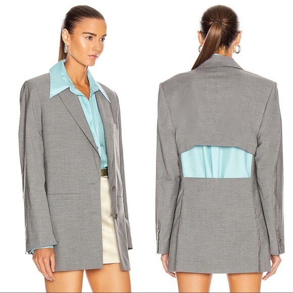 Pre-owned Gauge81 Saba Open Back Blazer Gray Wool Size Medium