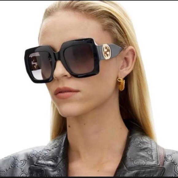 Pre-owned Gucci Gg1022s 006 Black Frame - Grey Blacks Lens Sunglasses 54mm Authentic In Gray