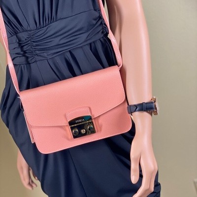 Furla Metropolis Small Pesca Color Saffiano eco Leather Handbag New w/Tag 869678