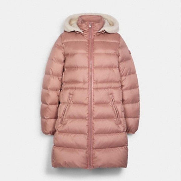 Pre-owned Coach Pink Puffer Jacket Size Small