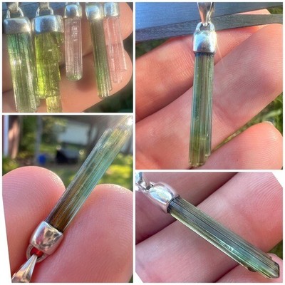 Rare solid sterling silver Genuine earth mined tourmaline stick