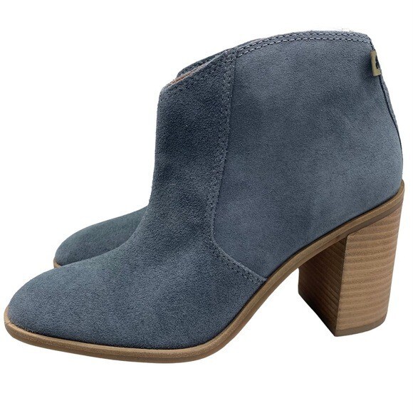 Lucky Brand Women's Boots Pellyon Blue Suede Leather Heeled Boho Chic Size 6.5