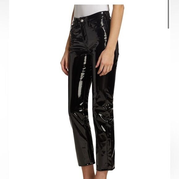 Simon Miller wide leg patent faux leather zip up pants 26 | eBay