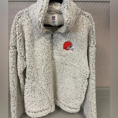 NFL Women's Size Large Cleveland Browns Sherpa Quarter-Zip Pullover Jacket Nwt