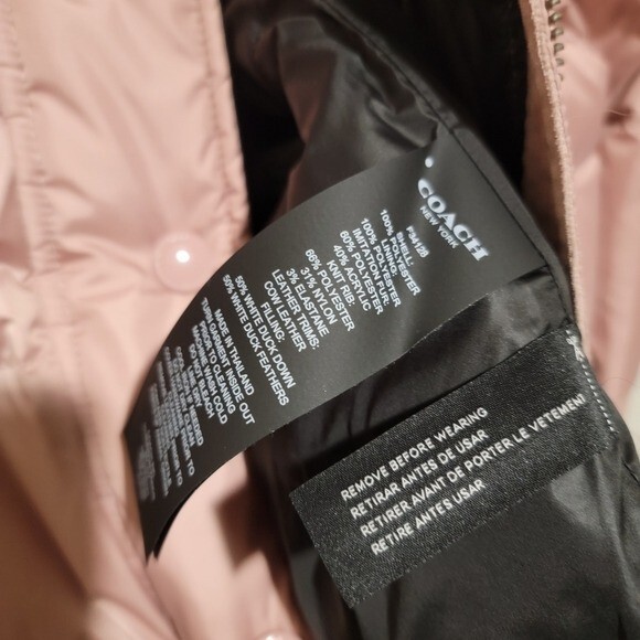 Pre-owned Coach Pink Puffer Jacket Size Small