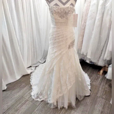 Aline Corset Side Split Wedding Dress Style YP3344White Size 4 Free Shipping