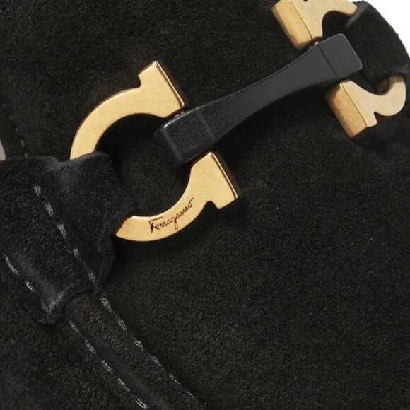 Pre-owned Ferragamo Salvatore  Grandioso Mens Black Leather Loafers 9 11.5 D