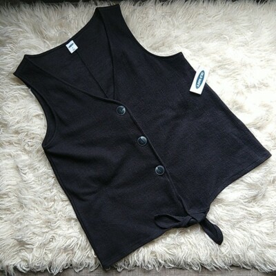 Black Button Down Textured Vest Old Navy  XS