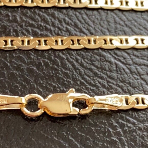 Pre-owned Element Shine/md 14k Fine Real Solid Yellow Gold 2.3mm Mariner Chain Necklace 18", 20", 22", 24"