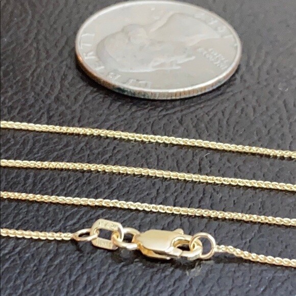 Pre-owned Element Shine/ Md 14k Solid Yellow Real Gold 0.8 Mm Round Wheat Chain Necklace 16", 18", 20"