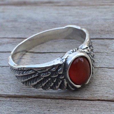 Eagle Wing Ring .925 Sterling Silver small Sz 6 w/ Genuine custom gemstone 