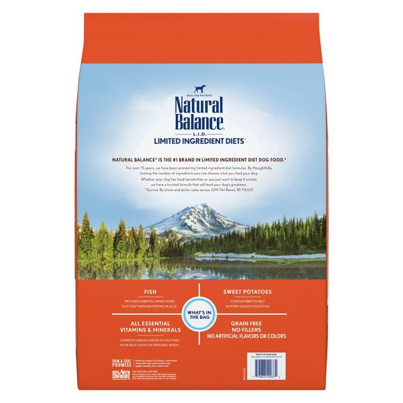 Natural Balance L.I.D. Dog Food - Grain Free, Sweet Potato & Fish - 26lb