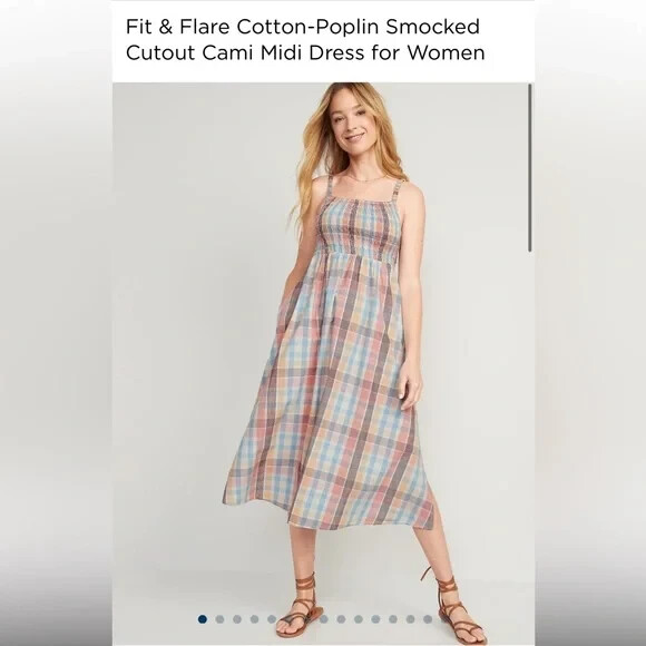

Платье миди на бретельках Old Navy с вырезом в клетку, размер, Multicolor