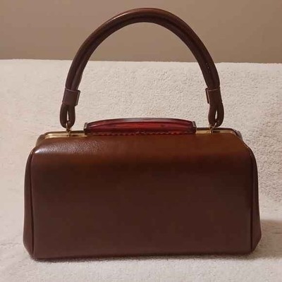 Vintage 50s 60s Style Brown Box Bag Purse Retro Great Condition