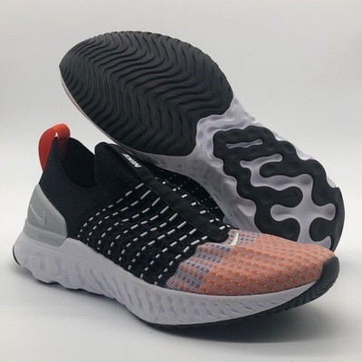 Nike React Phantom Run FK Flyknit 2 Black Team Orange White DQ7647-001 sz 6